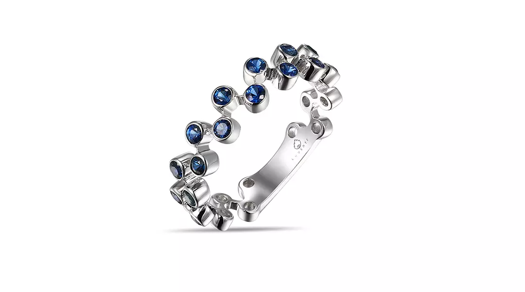 Zig Zag Bezel Sapphire Ring