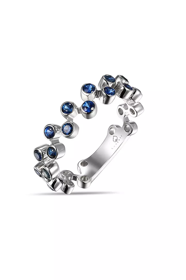 Zig Zag Bezel Sapphire Ring