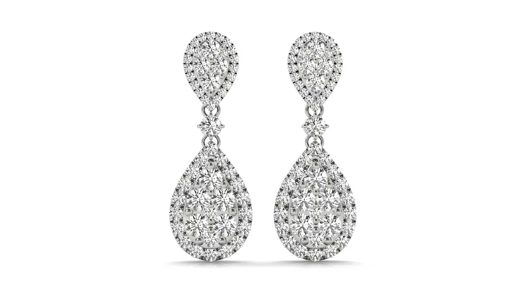 Circles and Teardrops Diamond Earrings