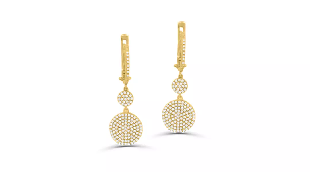 Golden Circles Diamond Drop Earrings