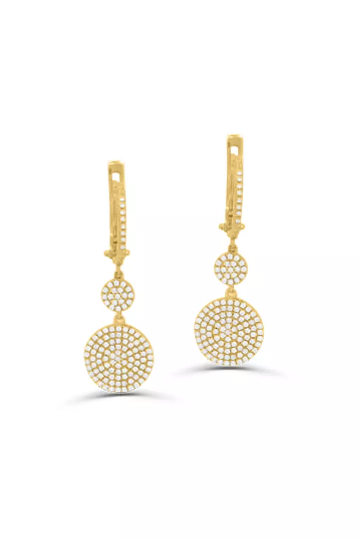 Golden Circles Diamond Drop Earrings