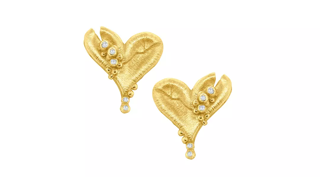 Lucky Break Heart Gold and Diamond Earrings