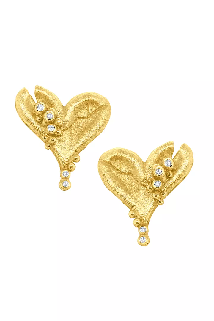 Lucky Break Heart Gold and Diamond Earrings