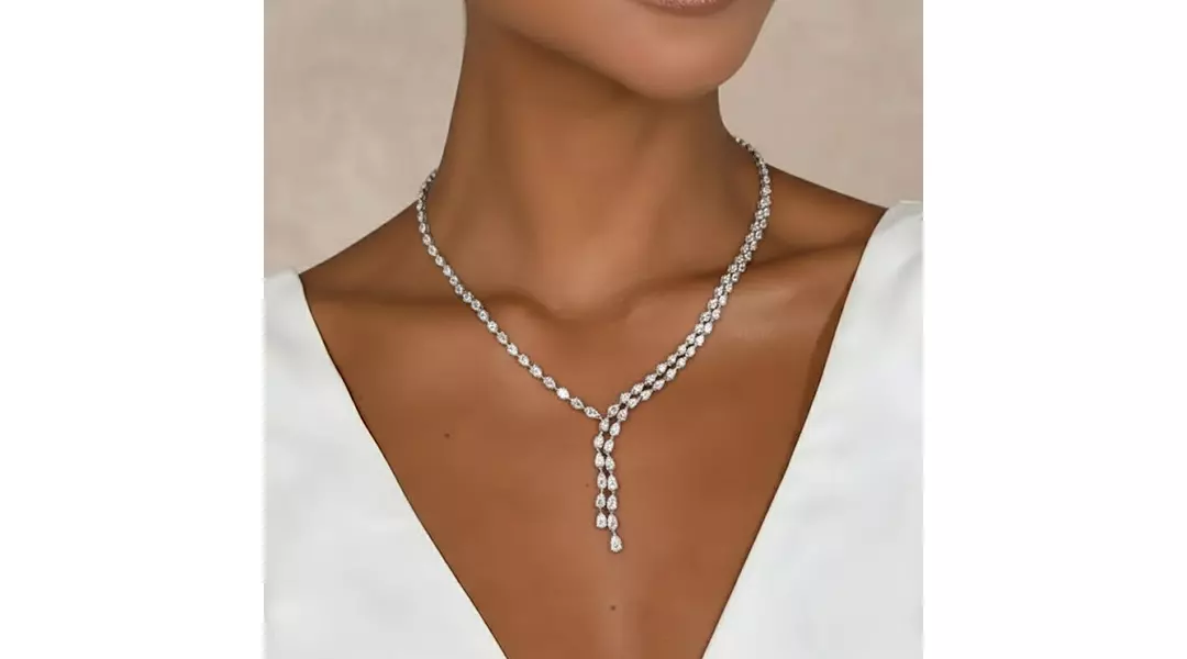Regalia Eco Diamonds Lariat Style Necklace with Pear Drops