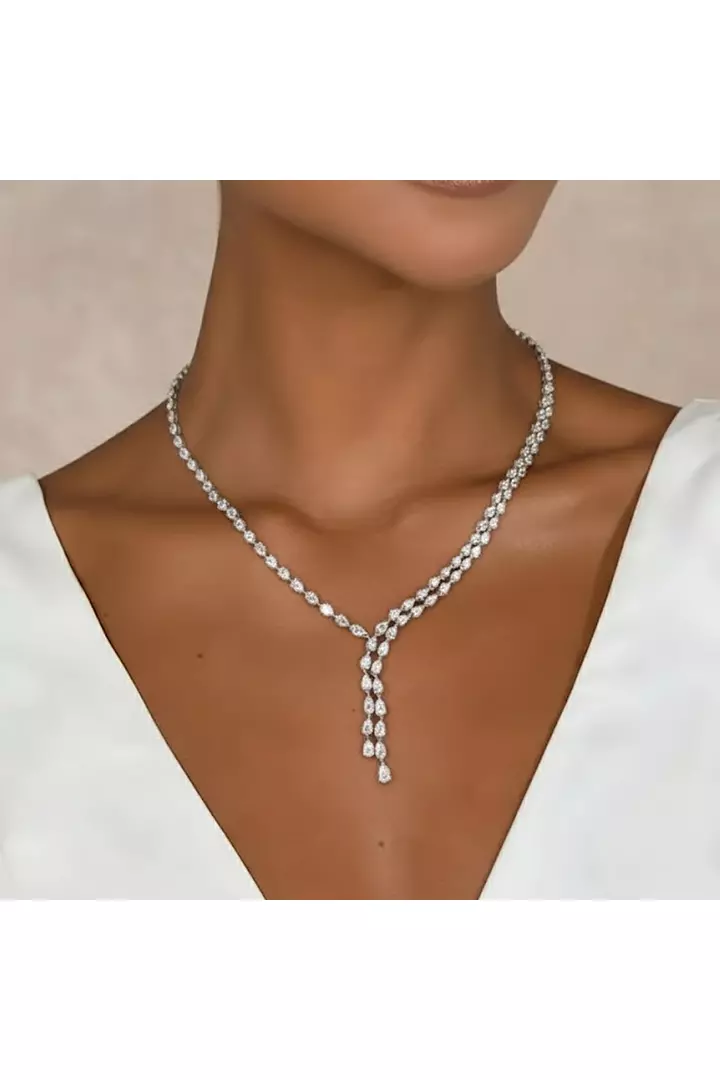 Regalia Eco Diamonds Lariat Style Necklace with Pear Drops