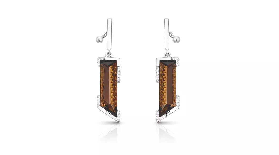 Breuning Smoky Topaz and Diamonds Earrings