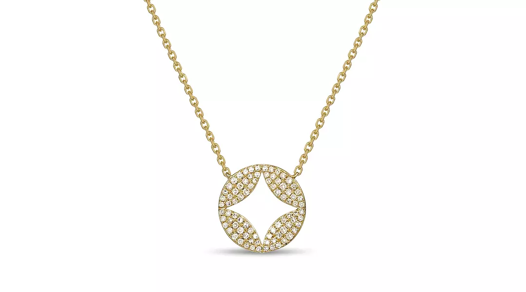 Cutout Circle Diamond Pave Necklace