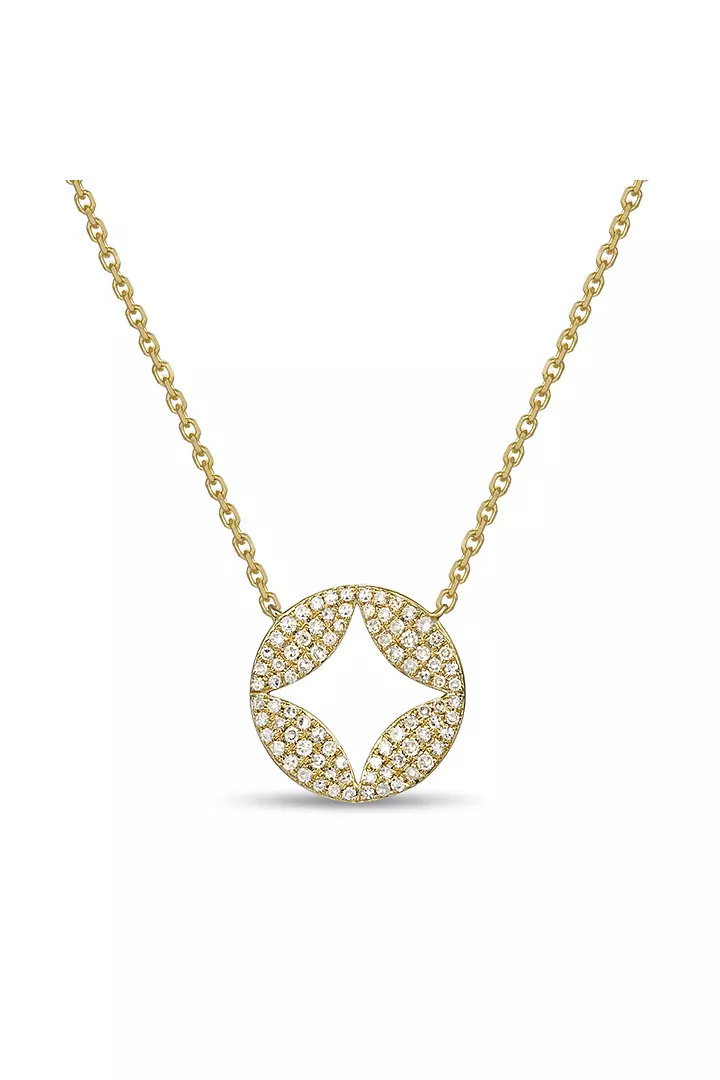 Cutout Circle Diamond Pave Necklace