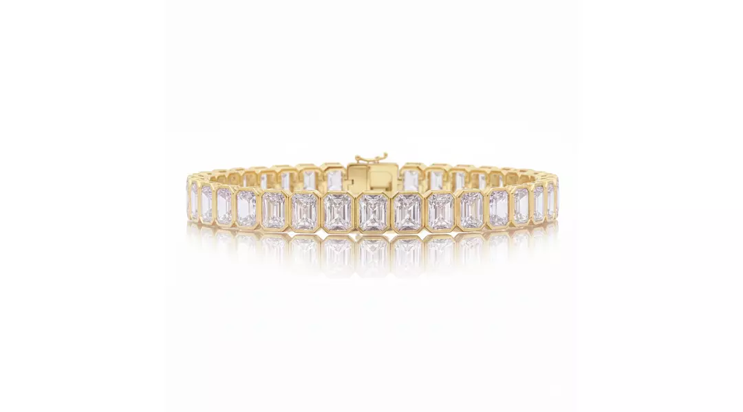 Large Emerald Shaped Bezel Eco Diamonds Bracelet