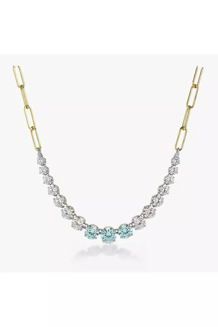 Blue and White Graduated Eco Diamonds Paperclip Necklace