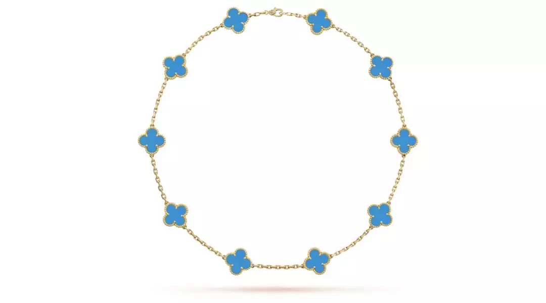 Van Cleef & Arpels Blue Agate Alhambra Necklace