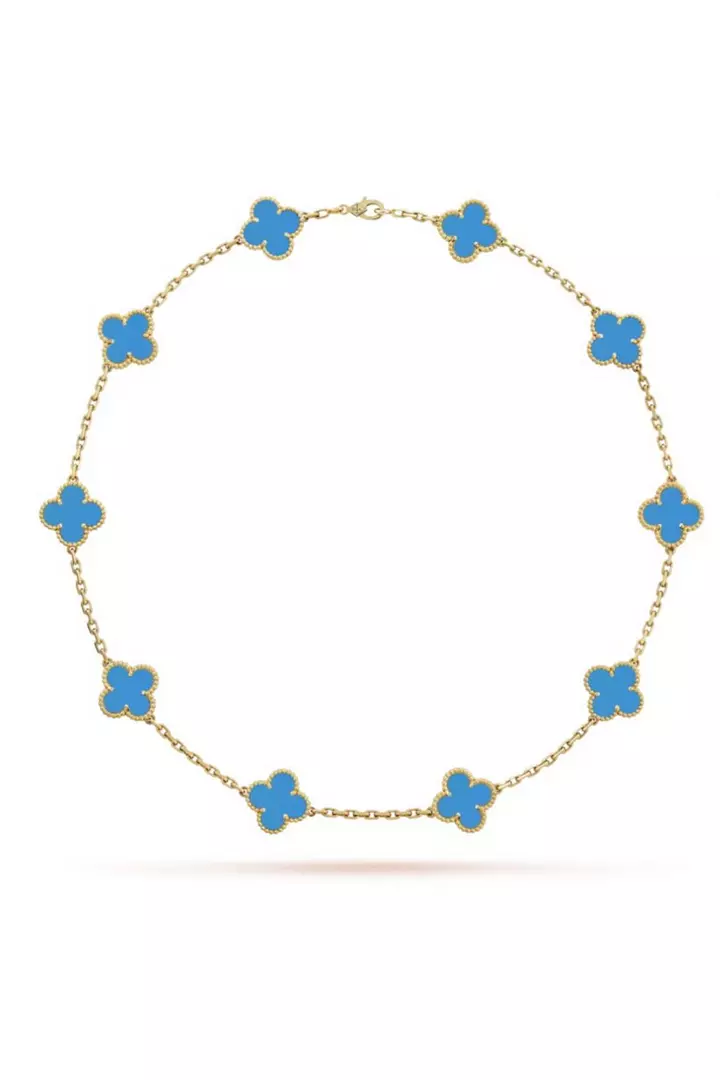 Van Cleef & Arpels Blue Agate Alhambra Necklace