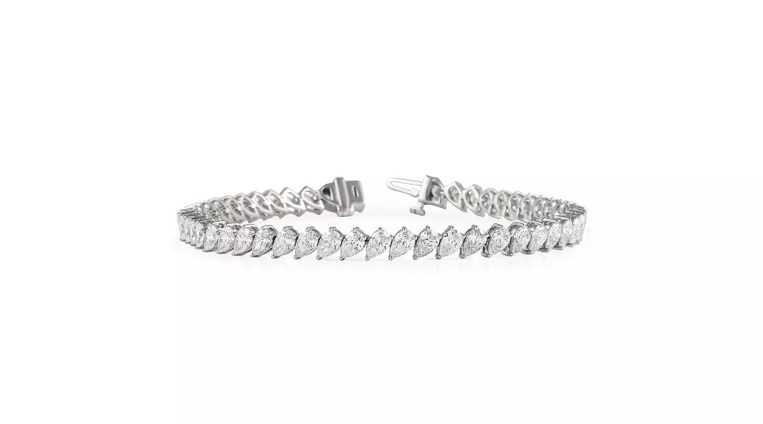 Sideways Pear Shaped Eco Diamonds Tennis Bracelet