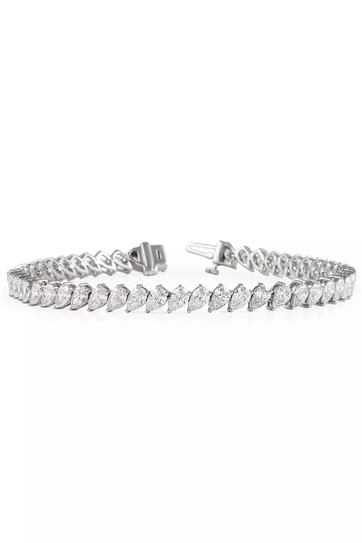 Sideways Pear Shaped Eco Diamonds Tennis Bracelet