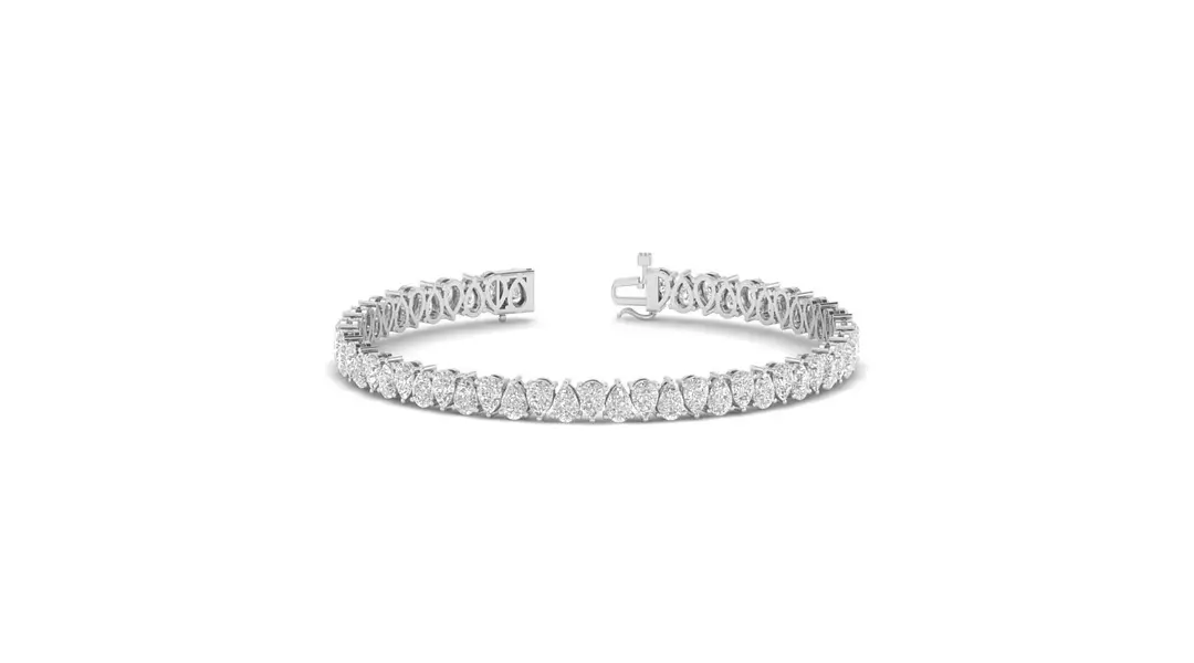 Double Row Pear Shaped Diamond Tennis Bracelet