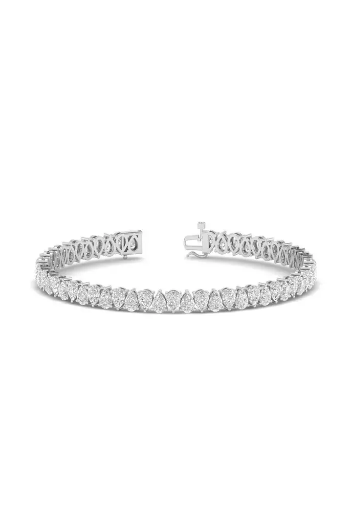 Double Row Pear Shaped Diamond Tennis Bracelet