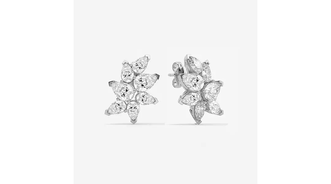 Evelisse Pear Shape Eco Diamonds Cluster Earrings
