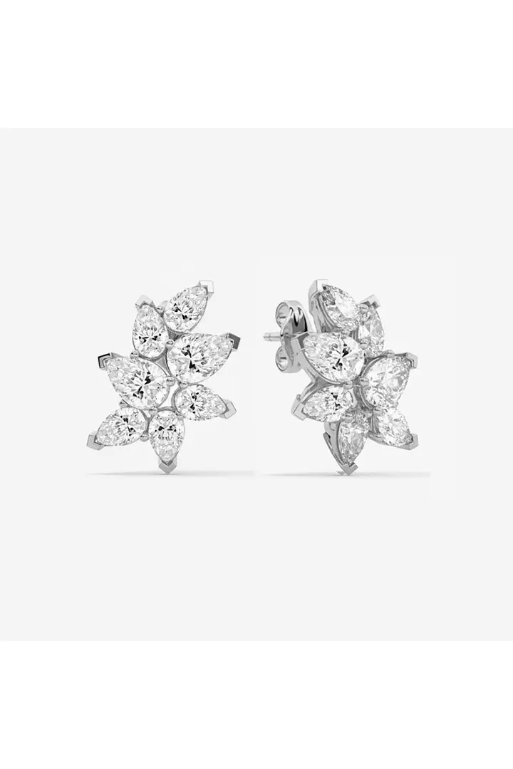 Evelisse Pear Shape Eco Diamonds Cluster Earrings