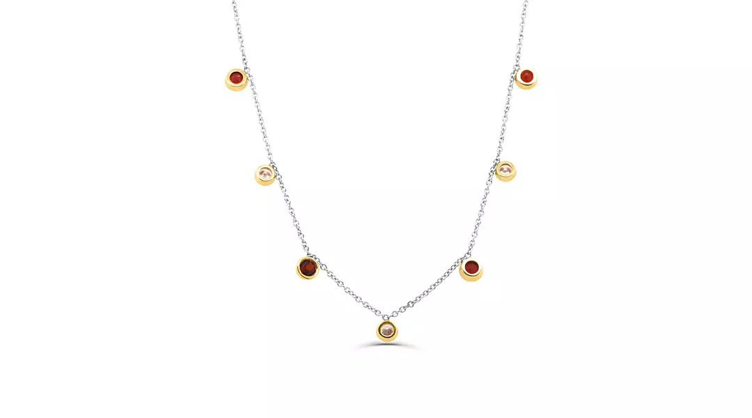 Garnets and Diamonds Station Necklace