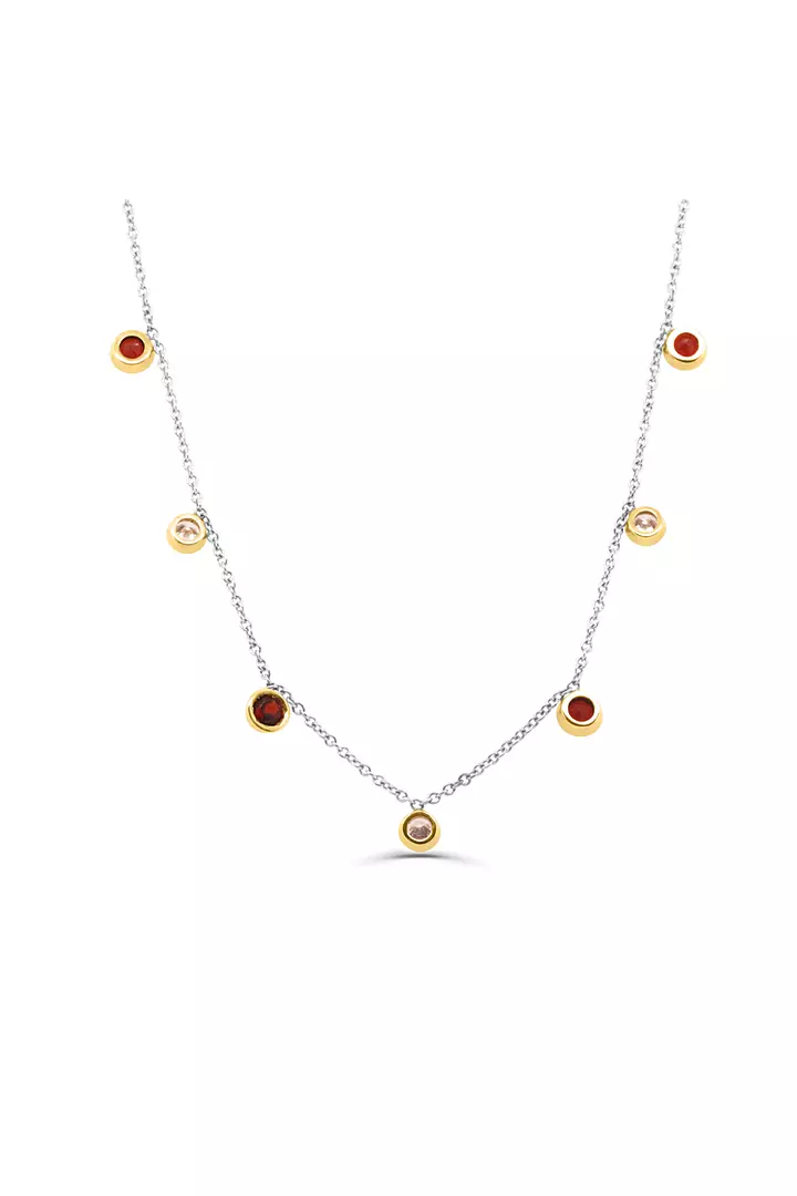 Garnets and Diamonds Station Necklace