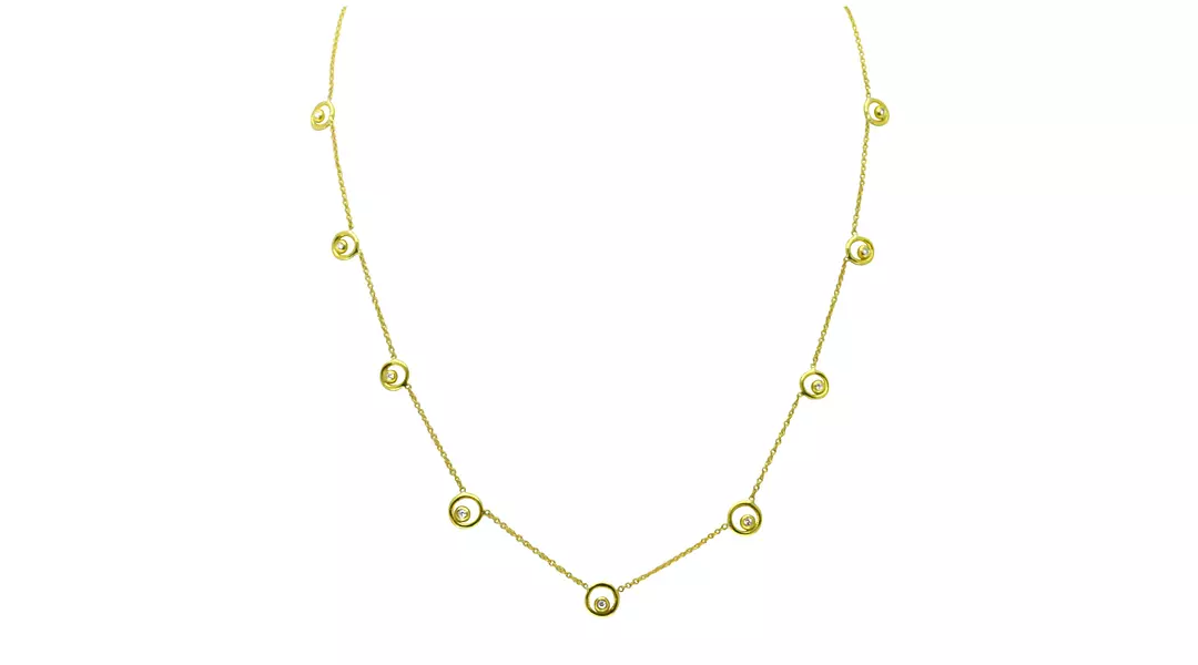 Karma Chain Necklace with Ripples of Diamonds