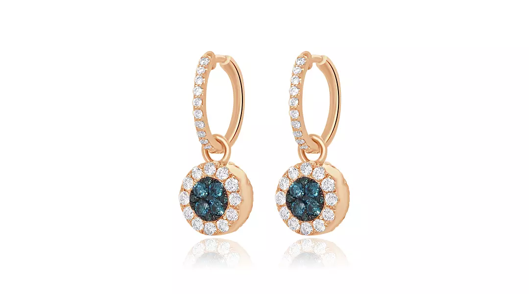 Reversible Blue and Chocolate Diamonds Drop Earrings