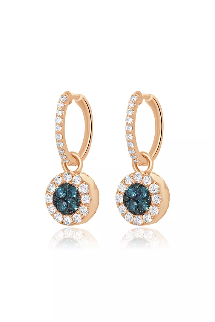 Reversible Blue and Chocolate Diamonds Drop Earrings