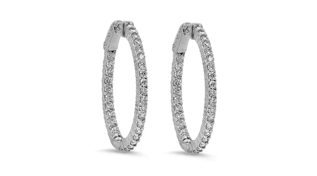 Eco Diamonds Large Slim Hoop Earrings