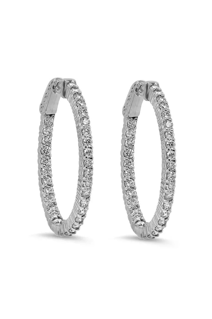 Eco Diamonds Large Slim Hoop Earrings