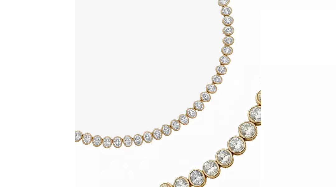 Beaufort Oval Bezel Set Eco Diamonds Tennis Necklace 15 Carats