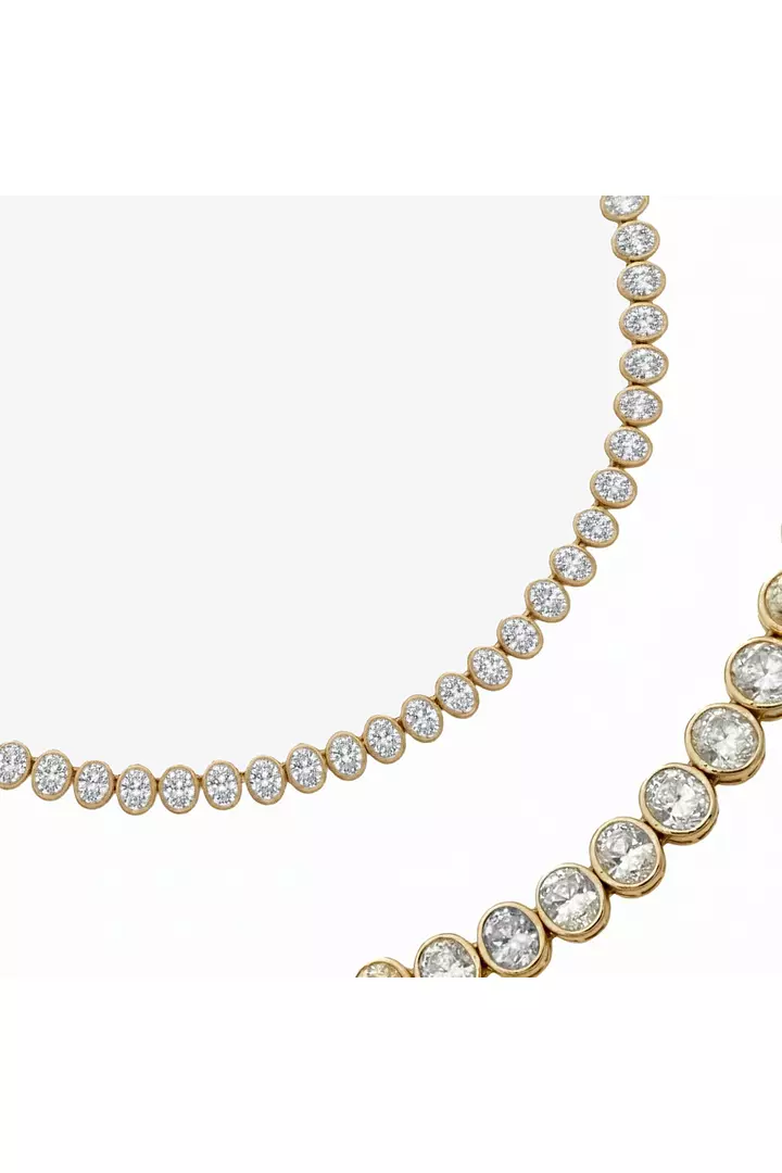 Beaufort Oval Bezel Set Eco Diamonds Tennis Necklace 15 Carats