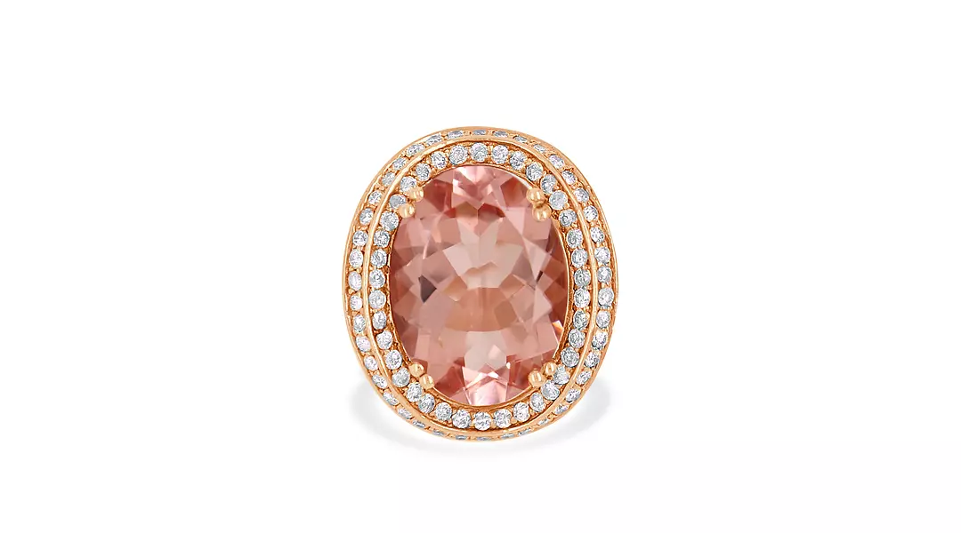 Pink Morganite and Diamonds Cocktail Ring