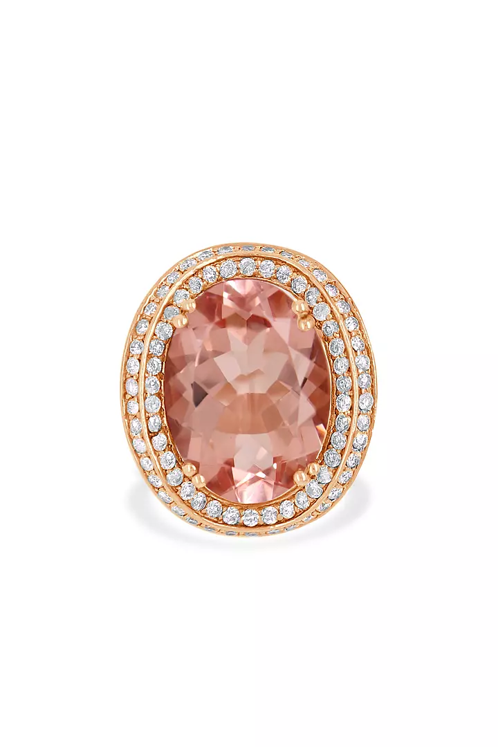 Pink Morganite and Diamonds Cocktail Ring