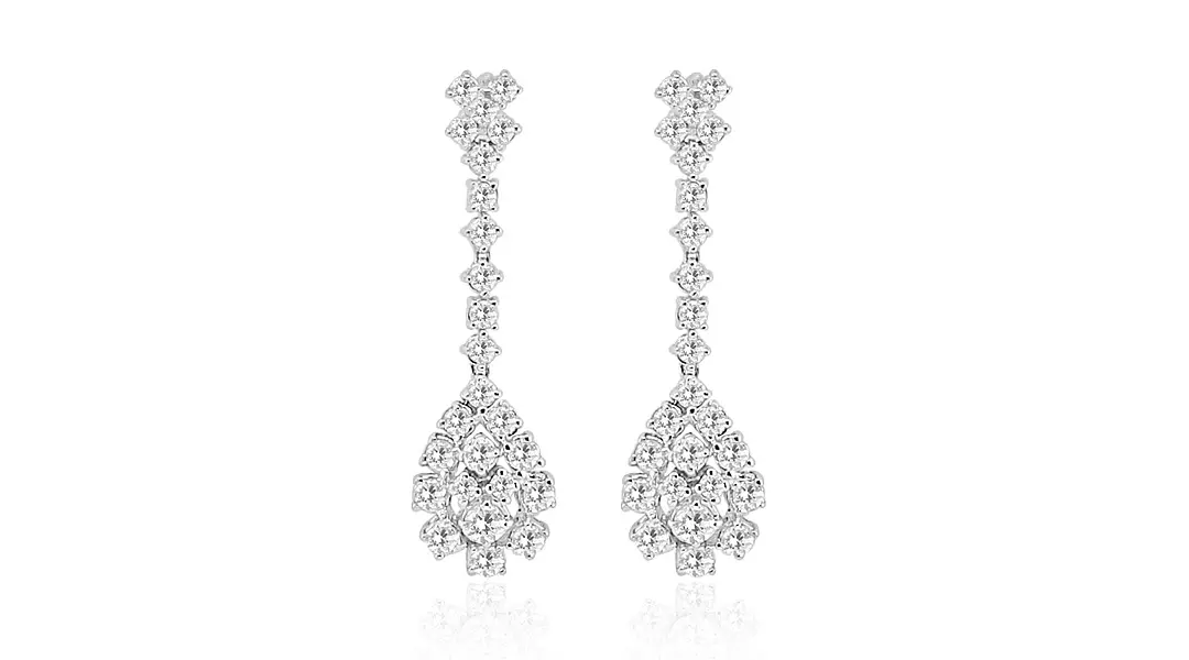 Cluster Diamond Teardrop Earrings