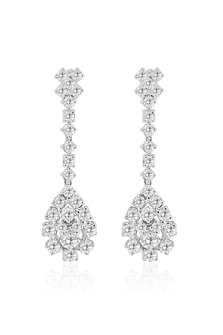 Cluster Diamond Teardrop Earrings