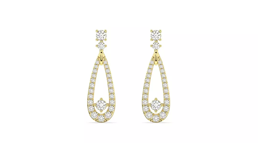 Teardrop Shape Eco Diamonds Drop Earrings
