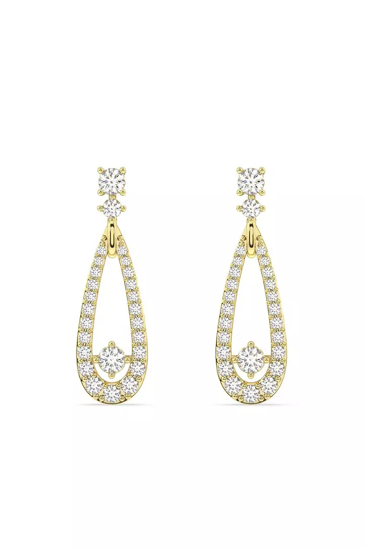 Teardrop Shape Eco Diamonds Drop Earrings