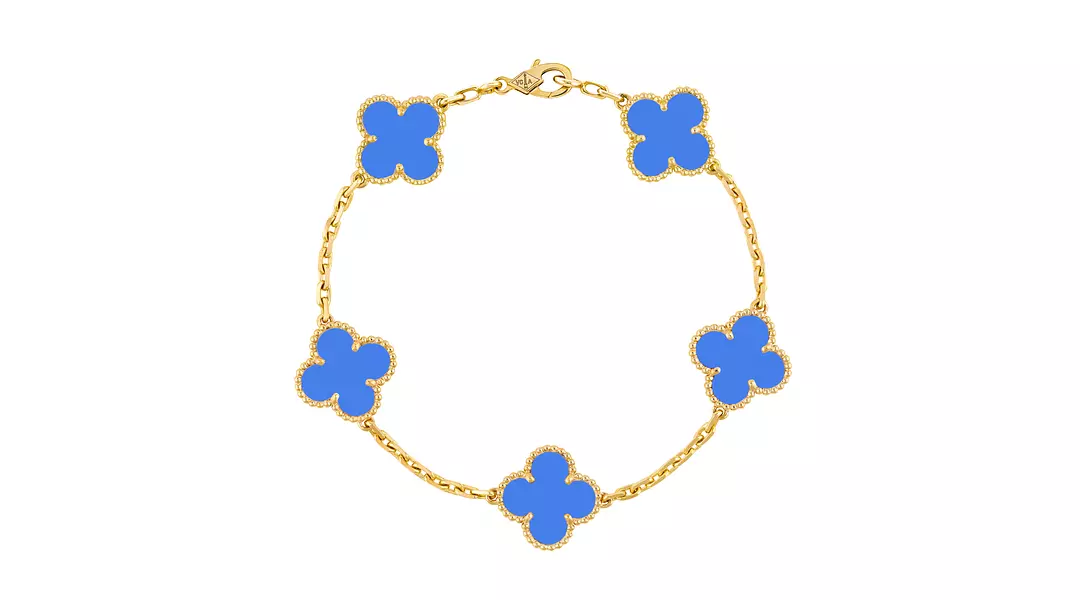 Van Cleef & Arpel Blue Agate Alhambra Bracelet