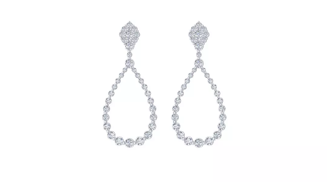 Cluster top diamond pear shaped drop earrings