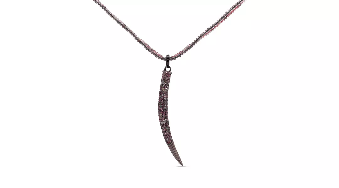 Italian Horn Rose Cut Tourmalines Choker Necklace