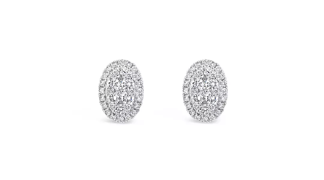 Oval Pave Diamond Earrings