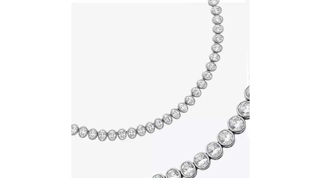 Portofino Oval Shaped Bezel Set Eco Diamonds Tennis Necklace 15 Carats