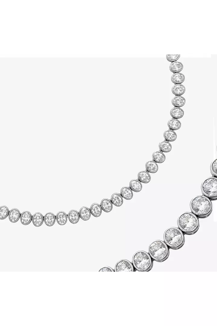 Portofino Oval Shaped Bezel Set Eco Diamonds Tennis Necklace 15 Carats