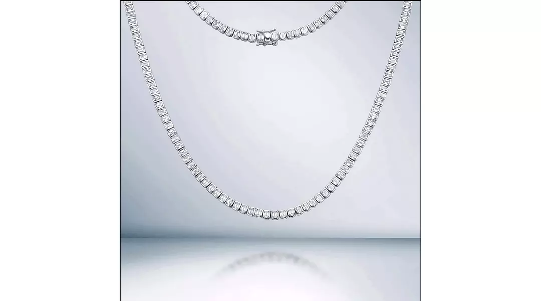 Kensington Emerald Shaped Bezel Eco Diamonds Tennis Necklace