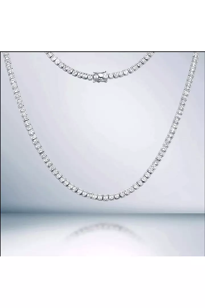 Kensington Emerald Shaped Bezel Eco Diamonds Tennis Necklace