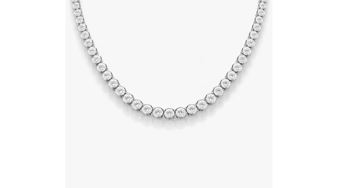 Vella Bezel Set Round Diamonds Tennis Necklace 
