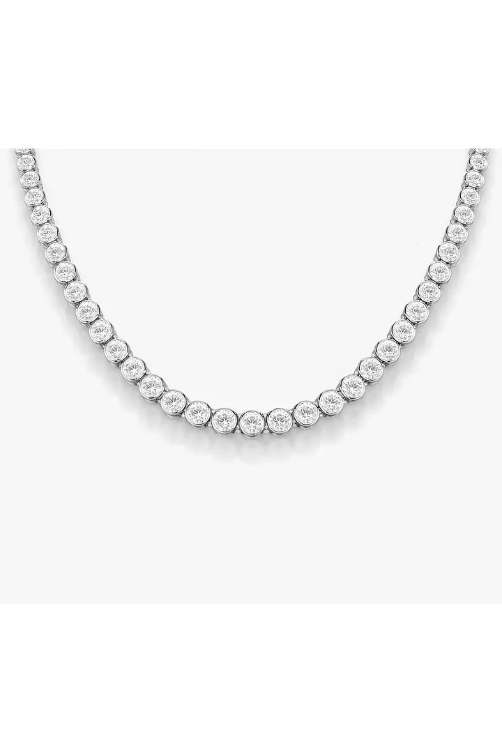 Vella Bezel Set Round Diamonds Tennis Necklace 