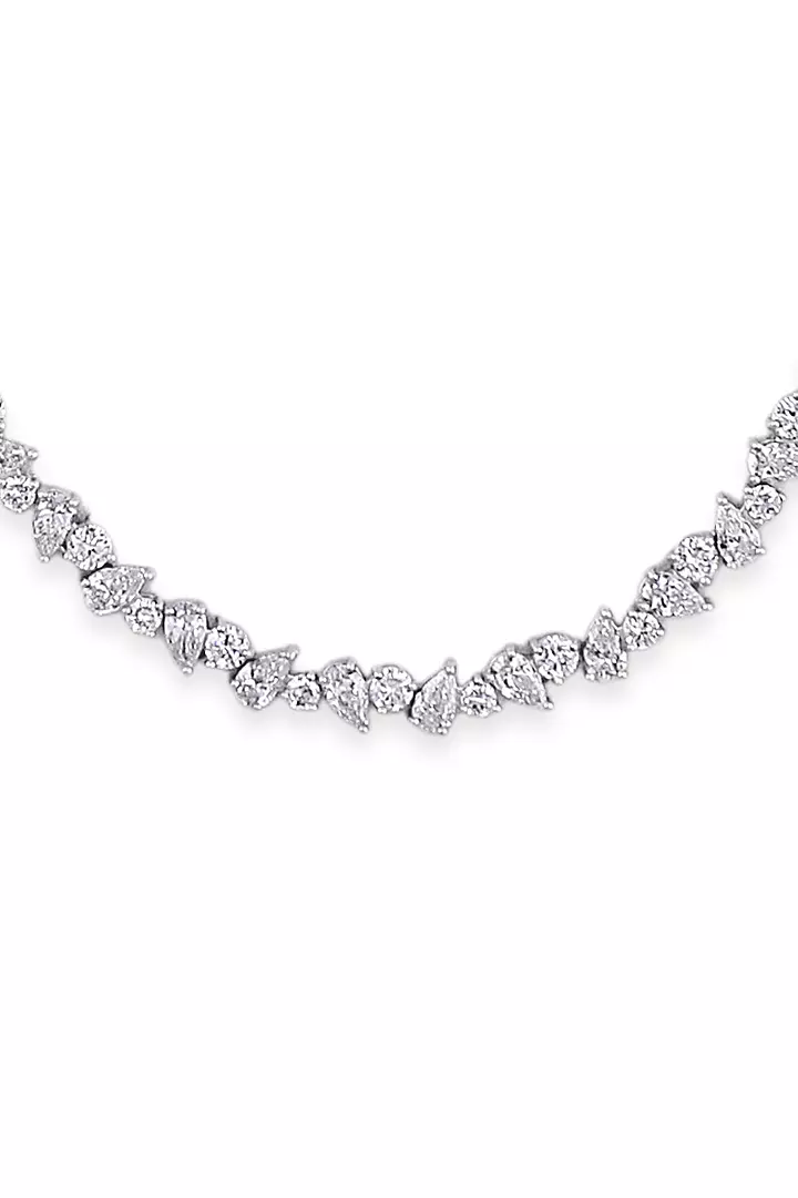 Pear and Round Clusters Eco Diamonds Fancy Tennis Necklace