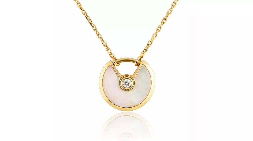 White Mother of Pearl and Diamond Cartier Amulette Necklace