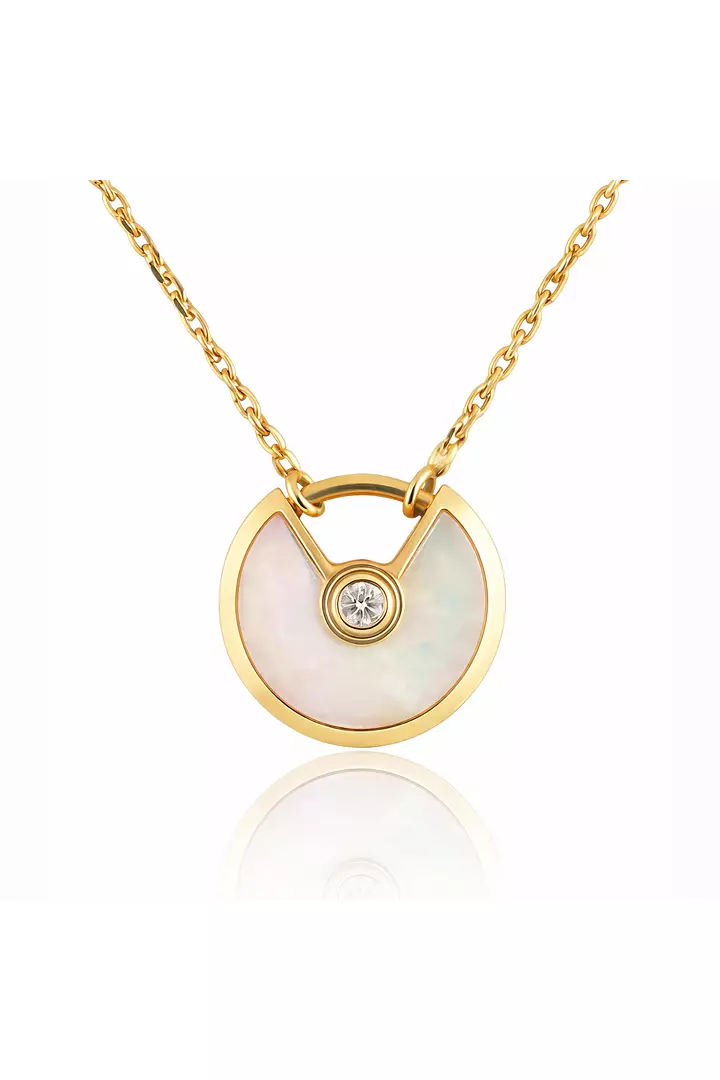 White Mother of Pearl and Diamond Cartier Amulette Necklace